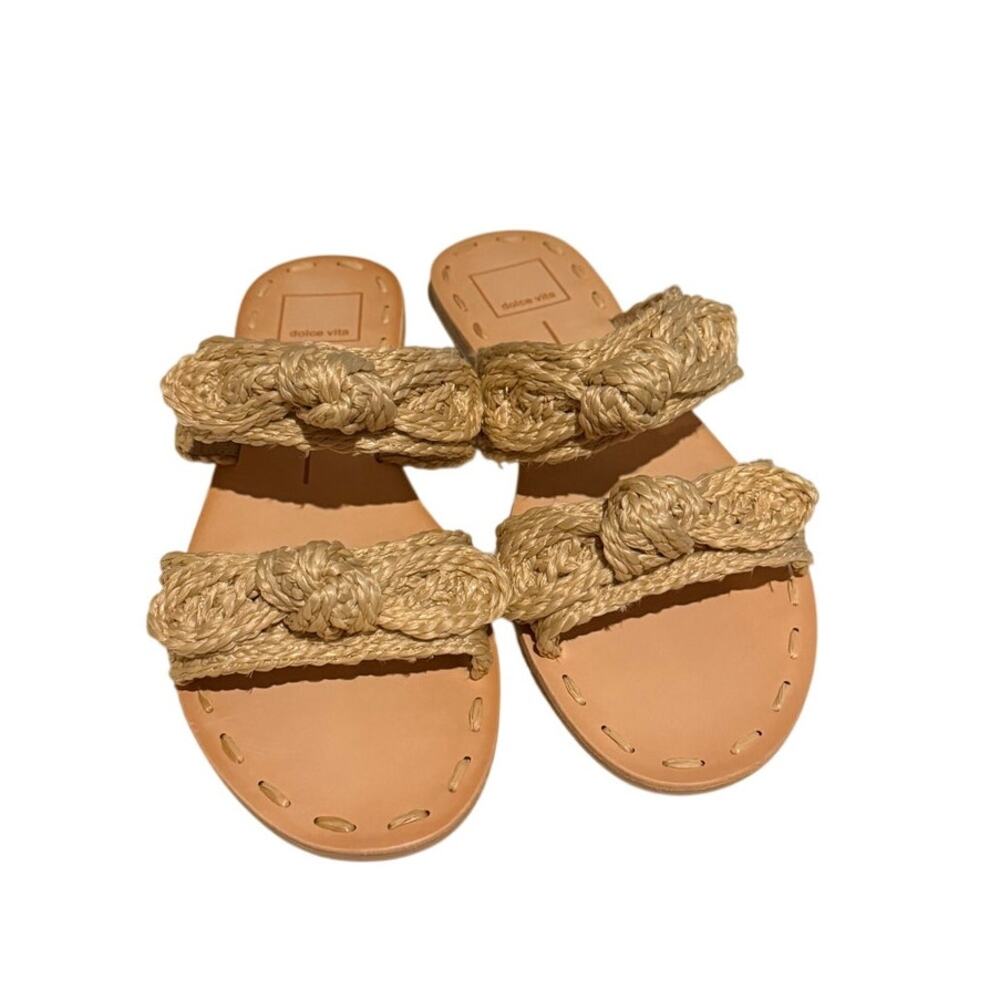 NWT Dolce Vita Dinah Light Natural Woven Raffia Bow Slide Sandals Sz. 8 - Picture 8 of 8